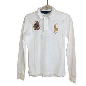 Polo Ralph Lauren Mens Polo Shirt Size Medium White Big Pony No 2 Horse Rare